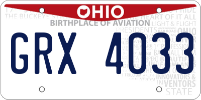 OH license plate GRX4033