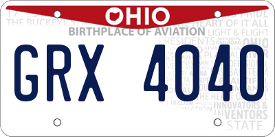 OH license plate GRX4040