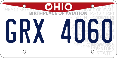 OH license plate GRX4060
