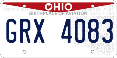 OH license plate GRX4083