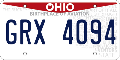 OH license plate GRX4094