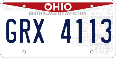 OH license plate GRX4113