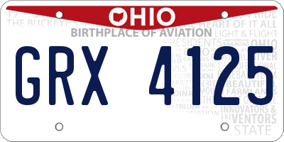 OH license plate GRX4125