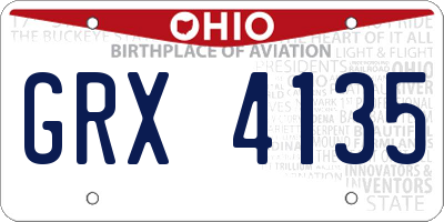 OH license plate GRX4135