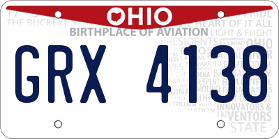OH license plate GRX4138