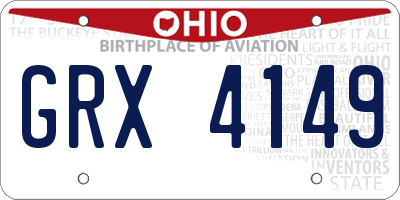 OH license plate GRX4149