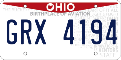 OH license plate GRX4194