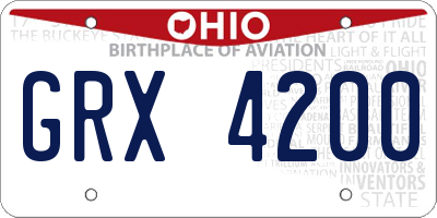 OH license plate GRX4200