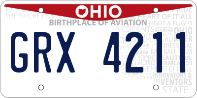OH license plate GRX4211