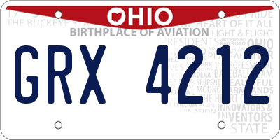 OH license plate GRX4212