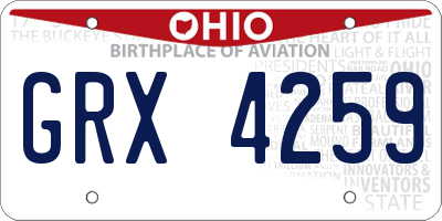 OH license plate GRX4259