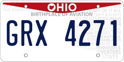 OH license plate GRX4271