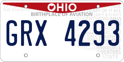 OH license plate GRX4293