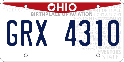 OH license plate GRX4310
