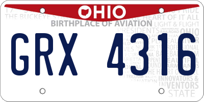OH license plate GRX4316
