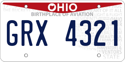 OH license plate GRX4321