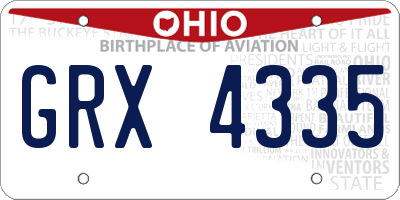 OH license plate GRX4335