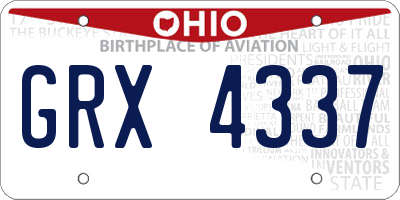 OH license plate GRX4337
