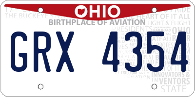 OH license plate GRX4354