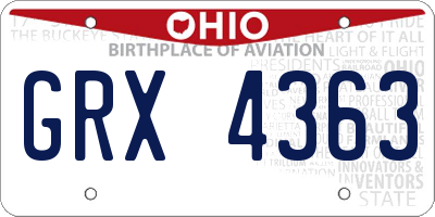OH license plate GRX4363