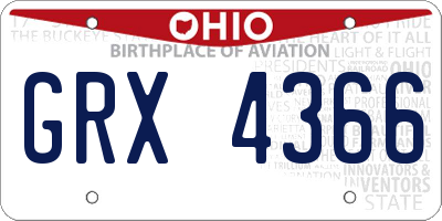 OH license plate GRX4366