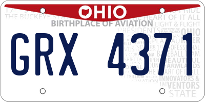 OH license plate GRX4371