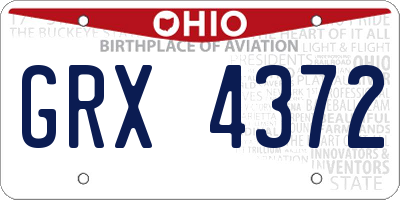 OH license plate GRX4372