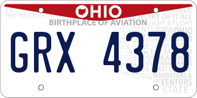 OH license plate GRX4378
