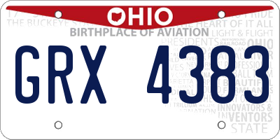 OH license plate GRX4383