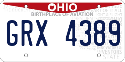 OH license plate GRX4389