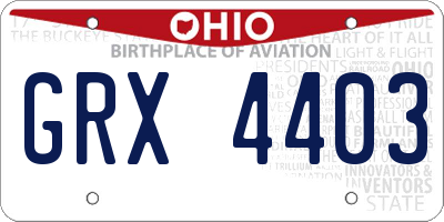 OH license plate GRX4403