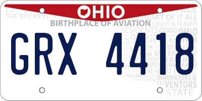 OH license plate GRX4418