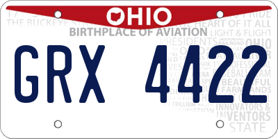 OH license plate GRX4422