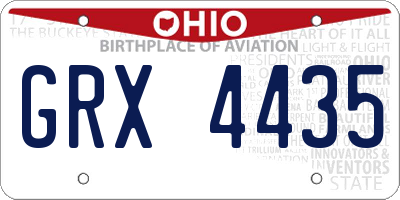 OH license plate GRX4435