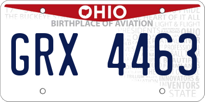 OH license plate GRX4463
