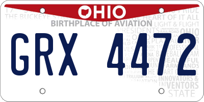 OH license plate GRX4472