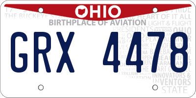OH license plate GRX4478