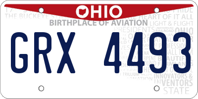 OH license plate GRX4493