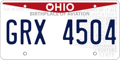 OH license plate GRX4504