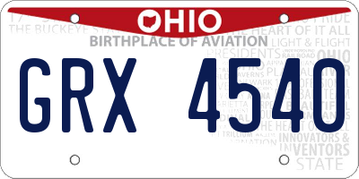 OH license plate GRX4540