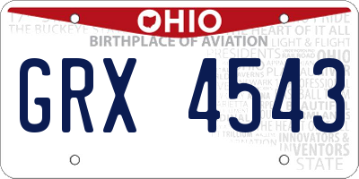 OH license plate GRX4543