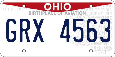 OH license plate GRX4563