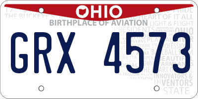 OH license plate GRX4573