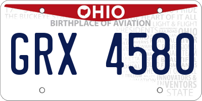 OH license plate GRX4580