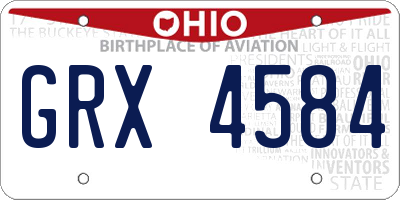 OH license plate GRX4584
