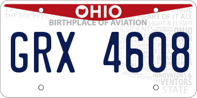OH license plate GRX4608