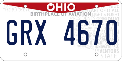 OH license plate GRX4670