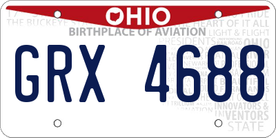 OH license plate GRX4688