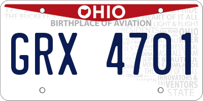 OH license plate GRX4701