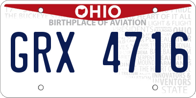OH license plate GRX4716